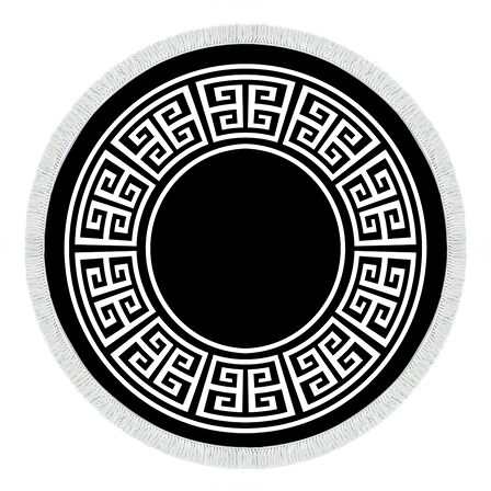 Dekoreko Kaymaz Taban Djt Salon Halısı Trend Saçaklı Yuvarlak Modern 608M