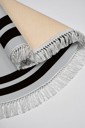 Dijital Baskılı Oval Salon Halısı | Kaymaz Yıkanabilir | Deri Taban Saçaklı | Geometrik | 1696