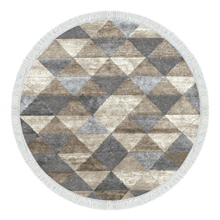 Dekoreko Kaymaz Taban Djt Mutfak Halısı Star Pamuk Saçaklı Yuvarlak İskandinav 661M