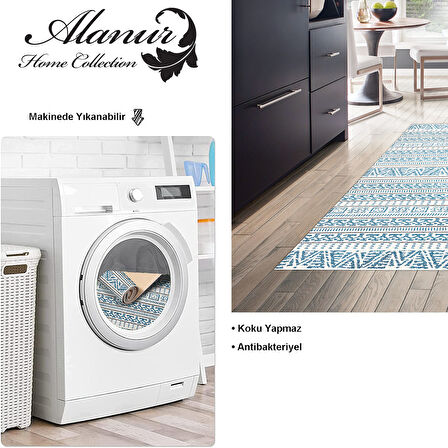 Dekoreko Kaymaz Taban Djt Mutfak Halısı Yıldız Deri İskandinav F5082