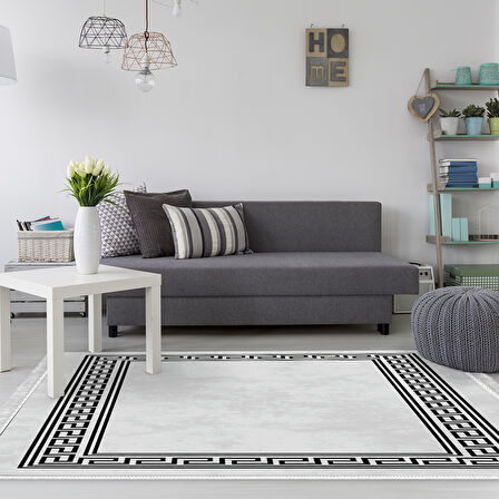 Dekoreko Kaymaz Taban Djt Salon Halısı Yıldız Deri Saçaklı Modern 626M