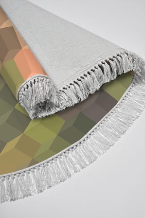 Kaymaz Dijital Mutfak & Salon Halı Trend Saçaklı Oval Geometrik E5014