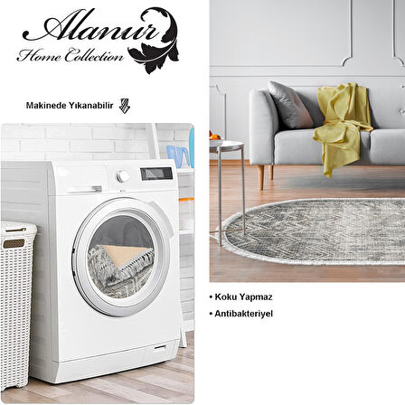 Dekoreko Kaymaz Taban Djt Salon Halısı Yıldız Deri Saçaklı Oval İskandinav F5083