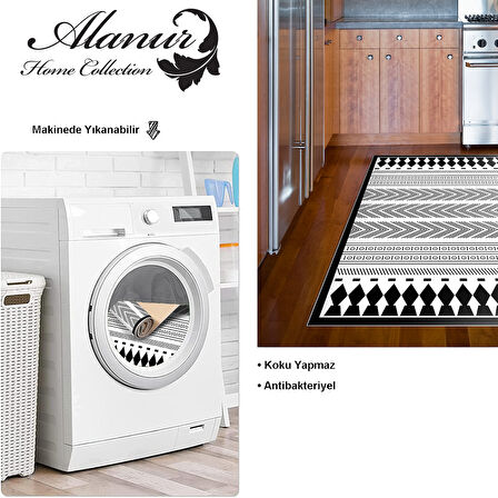 Dekoreko Kaymaz Taban Djt Mutfak Halısı Yıldız Deri İskandinav M1273