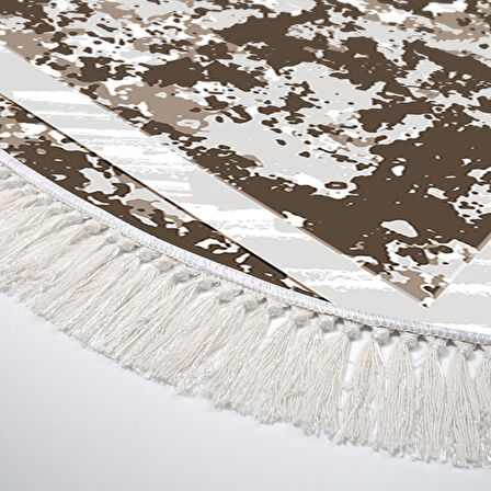 Dekoreko Kaymaz Taban Djt Salon Halısı Trend Saçaklı Oval İskandinav F5128