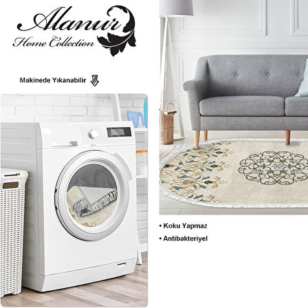 Dekoreko Kaymaz Taban Djt Salon Halısı Trend Saçaklı Oval Modern 1491