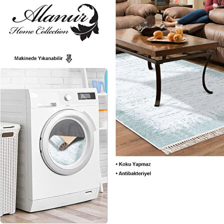 Dekoreko Kaymaz Taban Djt Salon Halısı Yıldız Deri Saçaklı Modern 1342