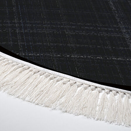 Alanur Home Kaymaz Taban Djt Banyo Mutfak Salon Halı Yıldız Deri Saçaklı Yuvarlak Dokuma Desen E5007