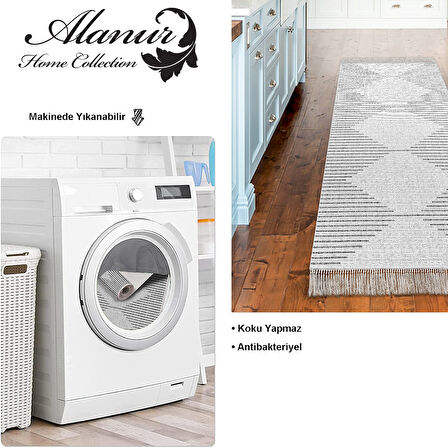 Dekoreko Kaymaz Taban Djt Mutfak Halısı Trend Saçaklı İskandinav F5085