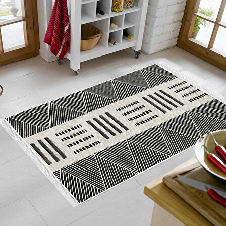 Dekoreko Kaymaz Taban Djt Mutfak Halısı Star Pamuk Saçaklı İskandinav M1282