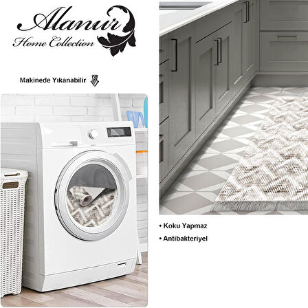 Dekoreko Kaymaz Taban Djt Mutfak Halısı Trend Saçaklı İskandinav F5124