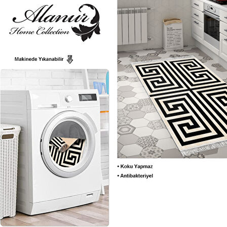 Dekoreko Kaymaz Taban Djt Mutfak Halısı Yıldız Deri Saçaklı Modern 658M