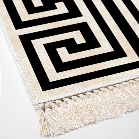 Dekoreko Kaymaz Taban Djt Mutfak Halısı Yıldız Deri Saçaklı Modern 658M