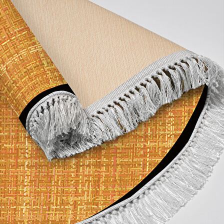 Alanur Home Kaymaz Taban Djt Banyo Mutfak Salon Halı Yıldız Deri Saçaklı Yuvarlak Dokuma Desen E5007