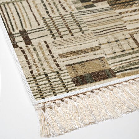 Dekoreko Kaymaz Taban Djt Salon Halısı Yıldız Deri Saçaklı Modern 1937