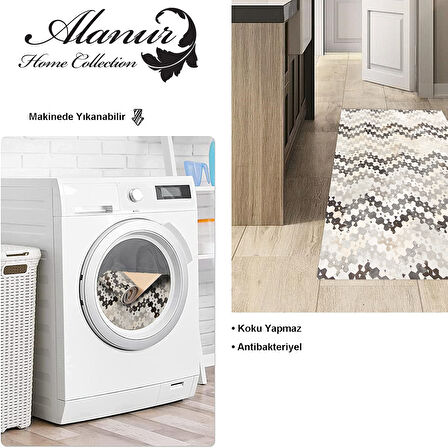 Dekoreko Kaymaz Taban Djt Mutfak Halısı Yıldız Deri Modern 1675