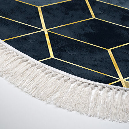 Dekoreko Kaymaz Taban Djt Mutfak Halısı Star Pamuk Saçaklı Oval İskandinav 2146M