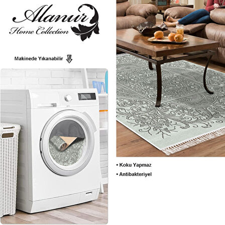 Dekoreko Kaymaz Taban Djt Salon Halısı Yıldız Deri Saçaklı Modern 1488