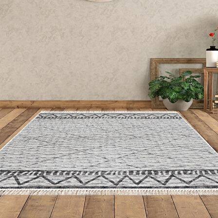 Dekoreko Kaymaz Taban Djt Salon Halısı Star Pamuk Saçaklı İskandinav F5081