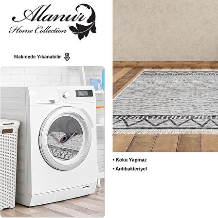 Dekoreko Kaymaz Taban Djt Salon Halısı Star Pamuk Saçaklı İskandinav F5081