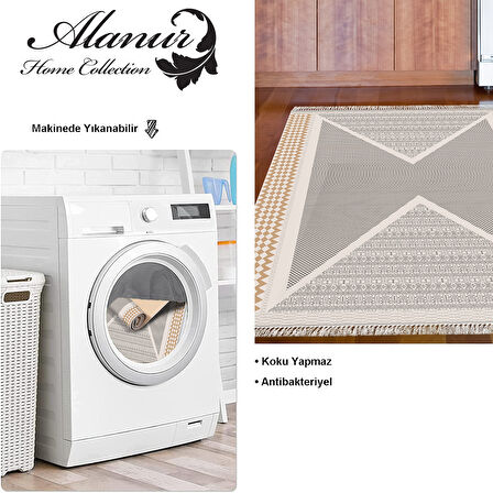 Dekoreko Kaymaz Taban Djt Mutfak Halısı Yıldız Deri Saçaklı Modern P1526