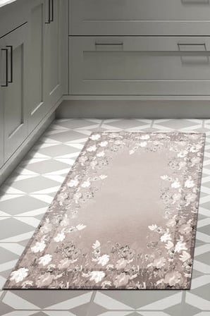 Dijital Baskılı Dikdörtgen Salon Halısı | Kaymaz Yıkanabilir | Keçe Taban | Çiçekli | P1388