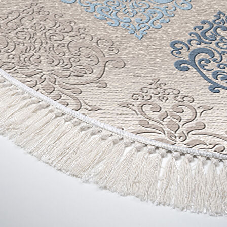 Dekoreko Kaymaz Taban Djt Mutfak Halısı Yıldız Deri Saçaklı Oval Modern 674M