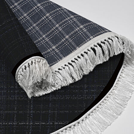 Alanur Home Kaymaz Taban Djt Banyo Mutfak Salon Halı Star Pamuk Saçaklı Yuvarlak Dokuma Desen E5007