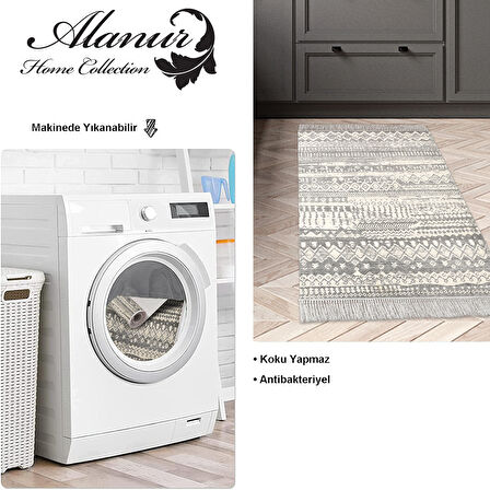 Dekoreko Kaymaz Taban Djt Mutfak Halısı Trend Saçaklı İskandinav F5080