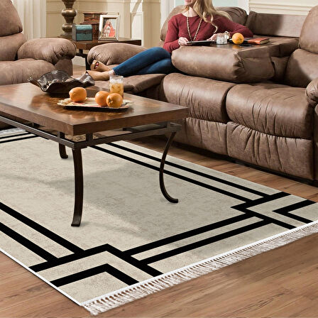 Dekoreko Kaymaz Taban Djt Salon Halısı Star Pamuk Saçaklı Modern 1920