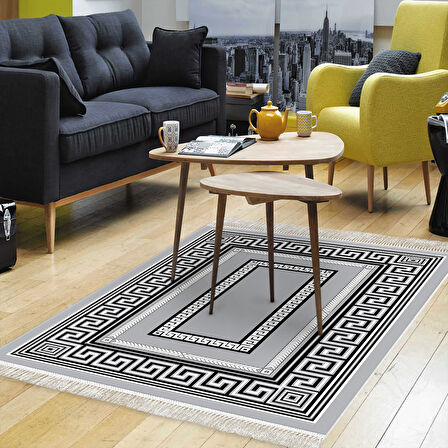 Dekoreko Kaymaz Taban Djt Salon Halısı Star Pamuk Saçaklı Modern 651M