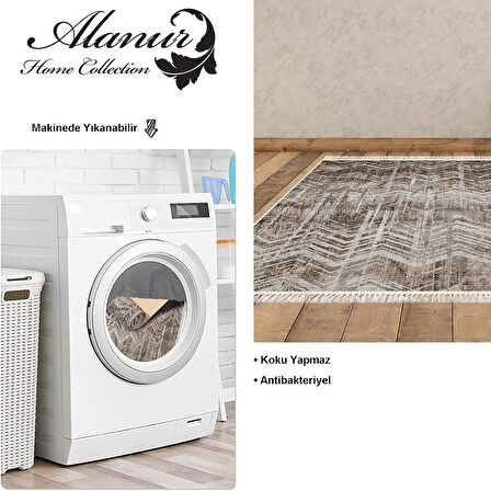 Dekoreko Kaymaz Taban Djt Salon Halısı Yıldız Deri Saçaklı İskandinav F5083