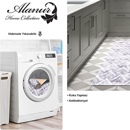 Dekoreko Kaymaz Taban Djt Mutfak Halısı Yıldız Deri İskandinav F5124