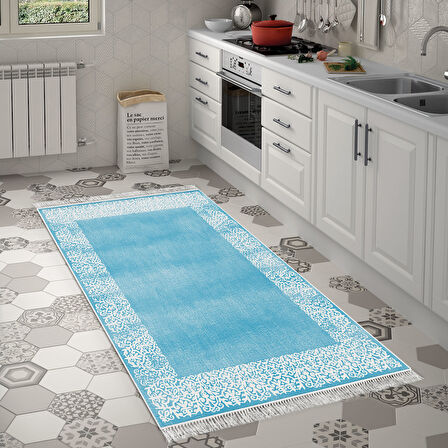 Dekoreko Kaymaz Taban Djt Mutfak Halısı Yıldız Deri Saçaklı Modern 1460