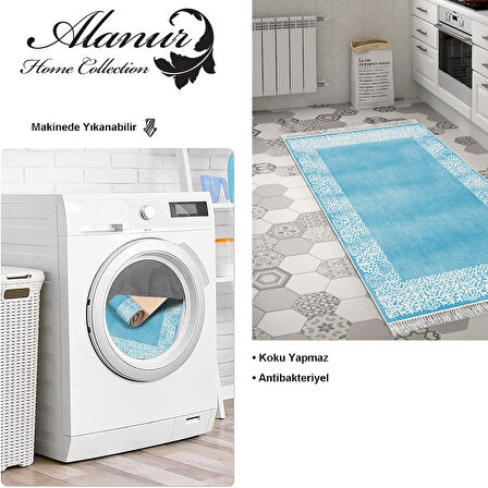 Dekoreko Kaymaz Taban Djt Mutfak Halısı Yıldız Deri Saçaklı Modern 1460