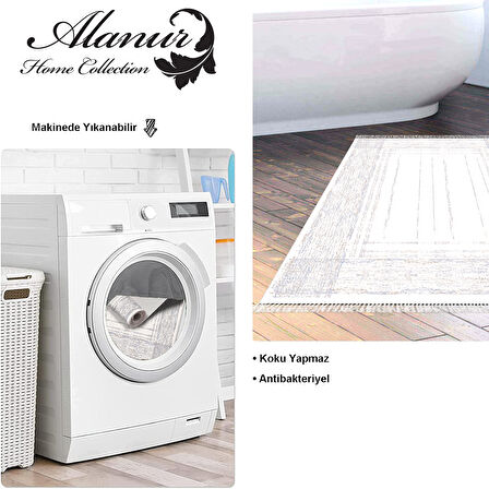 Dekoreko Kaymaz Taban Djt Banyo Halısı Trend Saçaklı Modern M5076
