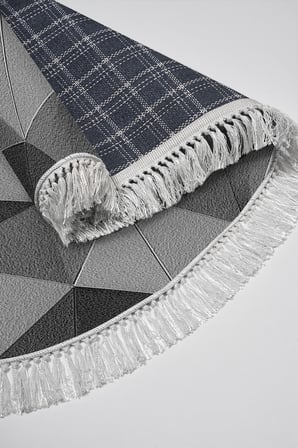 Kaymaz Dijital Mutfak & Salon Halı Star Pamuk Saçaklı Oval Geometrik E5010