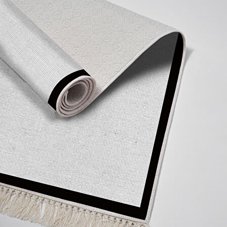 Alanur Home Kaymaz Taban Djt Banyo Mutfak Salon Halı  Trend Saçaklı Dokuma Desen E5001