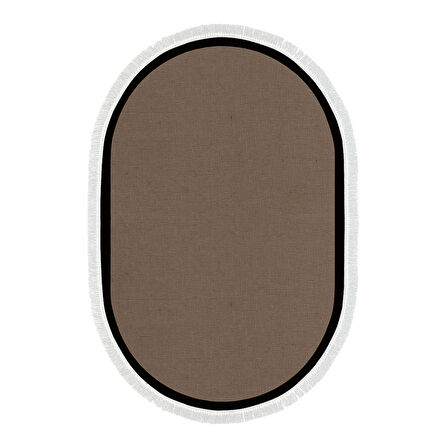 Alanur Home Kaymaz Taban Djt Banyo Mutfak Salon Halı  Trend Saçaklı Oval Dokuma Desen E5001
