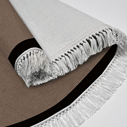 Alanur Home Kaymaz Taban Djt Banyo Mutfak Salon Halı  Trend Saçaklı Oval Dokuma Desen E5001