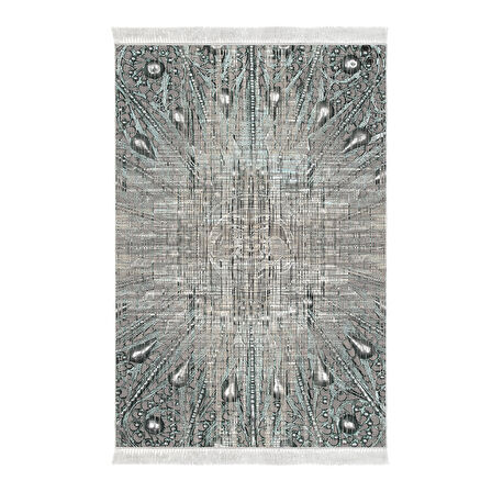 Dekoreko Kaymaz Taban Djt Salon Halısı Yıldız Deri Saçaklı Modern 743