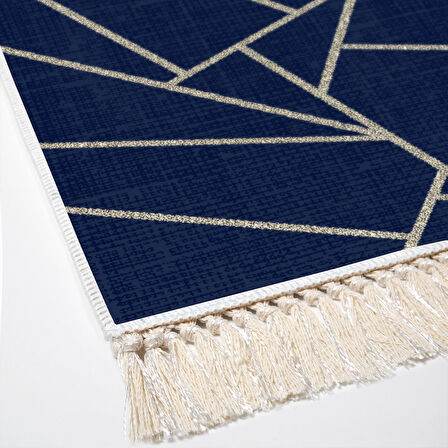 Dekoreko Kaymaz Taban Djt Salon Halısı Yıldız Deri Saçaklı Modern 717