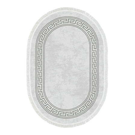 Dekoreko Kaymaz Taban Djt Mutfak Halısı Trend Saçaklı Oval Modern 626M