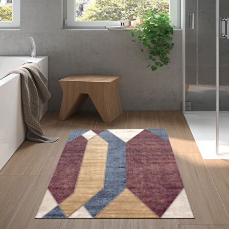 Dekoreko Kaymaz Taban Djt Banyo Halısı Yıldız Deri Modern S6506