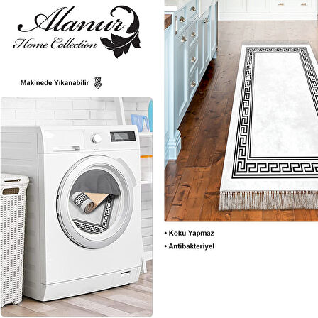 Dekoreko Kaymaz Taban Djt Mutfak Halısı Yıldız Deri Saçaklı Modern 626M