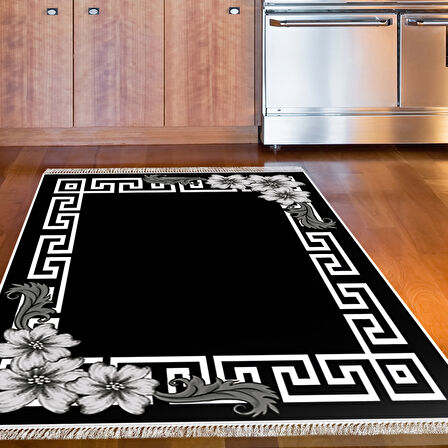 Dekoreko Kaymaz Taban Djt Mutfak Halısı Yıldız Deri Saçaklı Modern Kt494