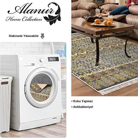 Dekoreko Kaymaz Taban Djt Salon Halısı Yıldız Deri Saçaklı İskandinav 1700