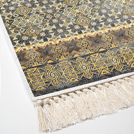 Dekoreko Kaymaz Taban Djt Salon Halısı Yıldız Deri Saçaklı İskandinav 1700