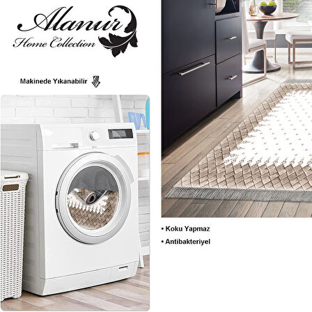 Dekoreko Kaymaz Taban Djt Mutfak Halısı Star Pamuk Saçaklı Modern 1529