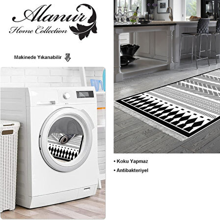 Dekoreko Kaymaz Taban Djt Mutfak Halısı Star Pamuk Saçaklı İskandinav M1273